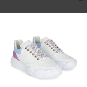Alexander McQueen court trainer sneaker with pink and blue details